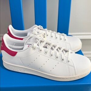 Adidas White Sneakers with Pink Highlights Brand New size 6.5